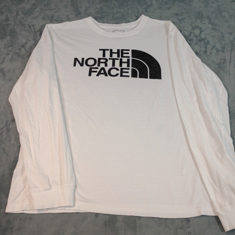The North Face Mens White Long Sleeve Graphic Logo T-Shirt Large